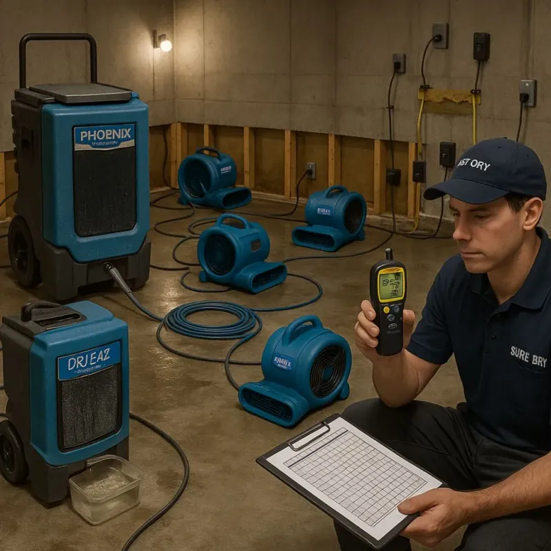 Structural Drying and Dehumidification process in Frankston, TX